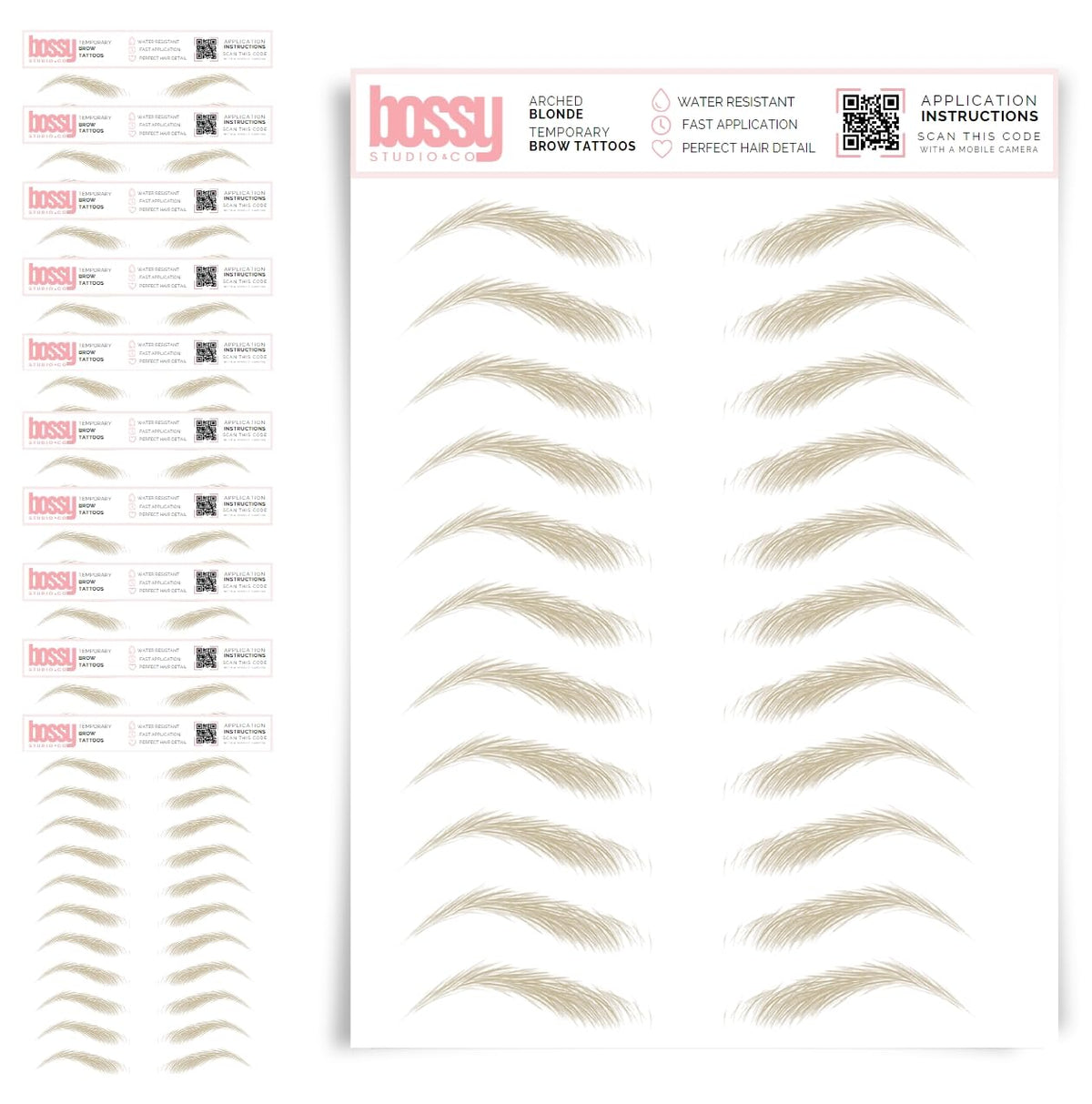 10 Pack Temporary Eyebrow Tattoos Waterproof Eyebrow Stickers, False Tattoos Hair Like Peel Off Instant Transfer Brows For Women And Men | Natural Strokes, Shaping (curved, brown)