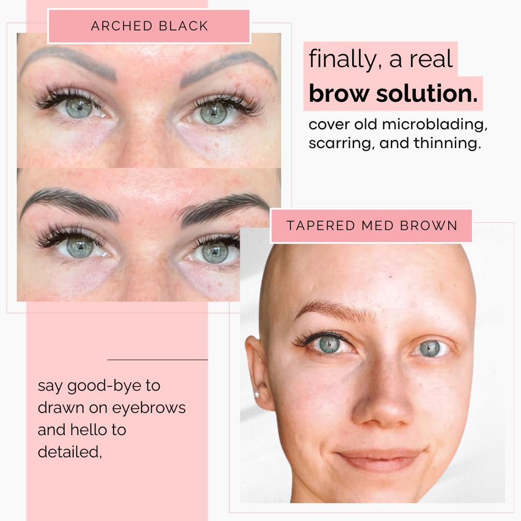 10 Pack Temporary Eyebrow Tattoos Waterproof Eyebrow Stickers, False Tattoos Hair Like Peel Off Instant Transfer Brows For Women And Men | Natural Strokes, Shaping (curved, brown)