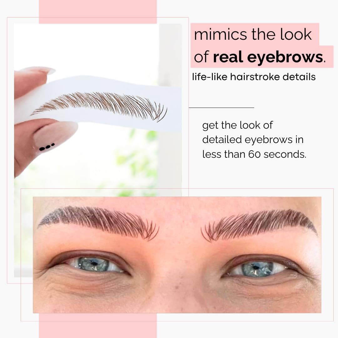 10 Pack Temporary Eyebrow Tattoos Waterproof Eyebrow Stickers, False Tattoos Hair Like Peel Off Instant Transfer Brows For Women And Men | Natural Strokes, Shaping (curved, brown)