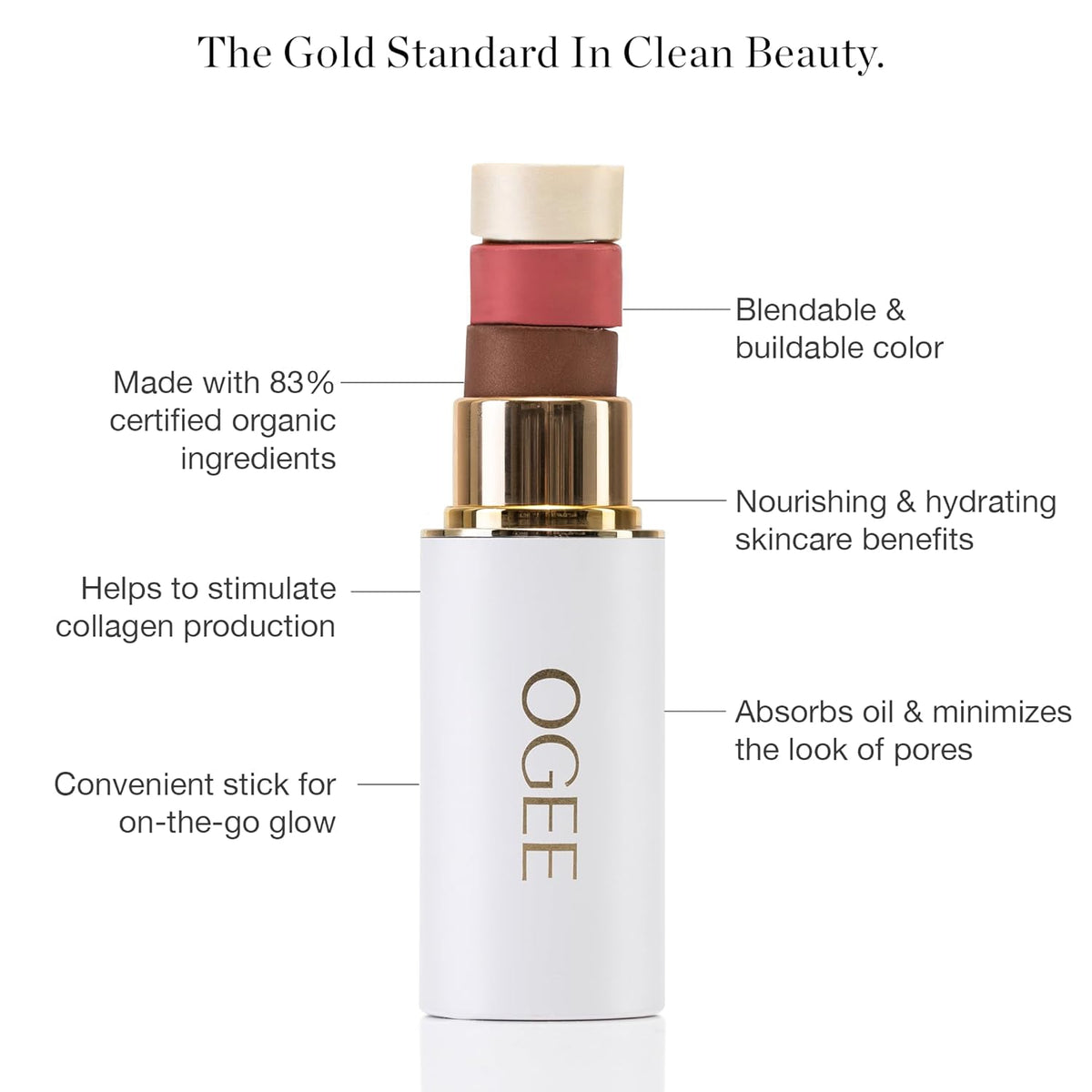 Ogee Volumizing Mascara & Face Stick Trio Virtual Bundle - Organic Black Mascara with Contour Makeup Collection