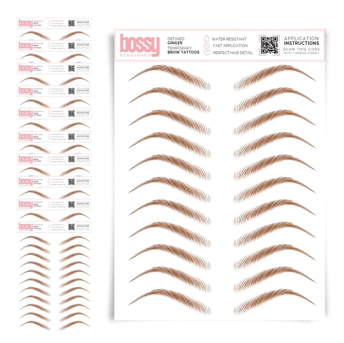 10 Pack Temporary Eyebrow Tattoos Waterproof Eyebrow Stickers, False Tattoos Hair Like Peel Off Instant Transfer Brows For Women And Men | Natural Strokes, Shaping (curved, brown)