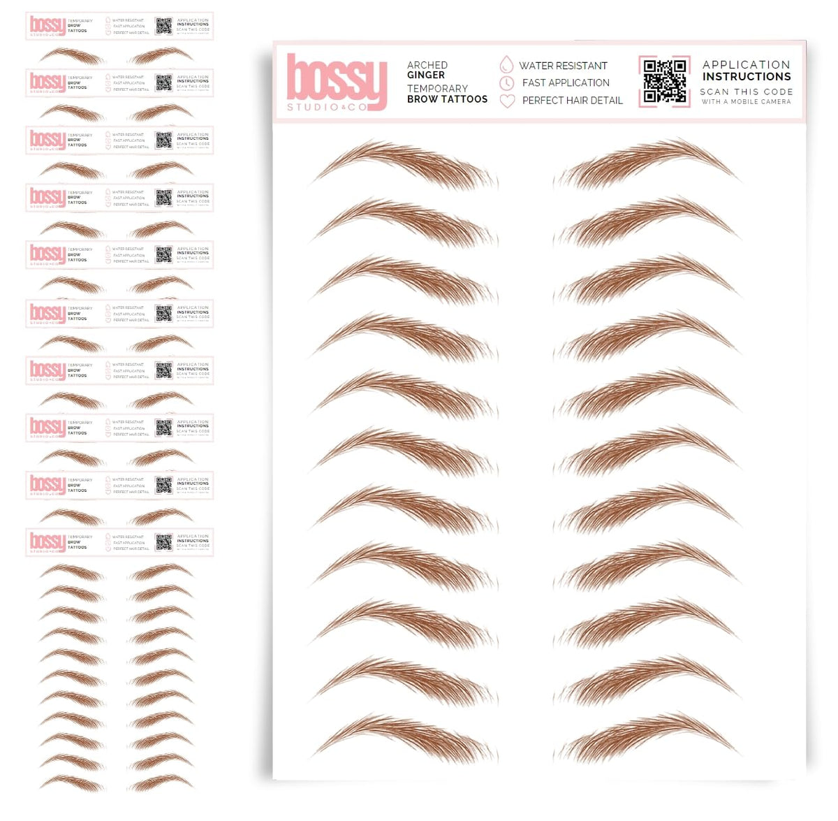 10 Pack Temporary Eyebrow Tattoos Waterproof Eyebrow Stickers, False Tattoos Hair Like Peel Off Instant Transfer Brows For Women And Men | Natural Strokes, Shaping (curved, brown)
