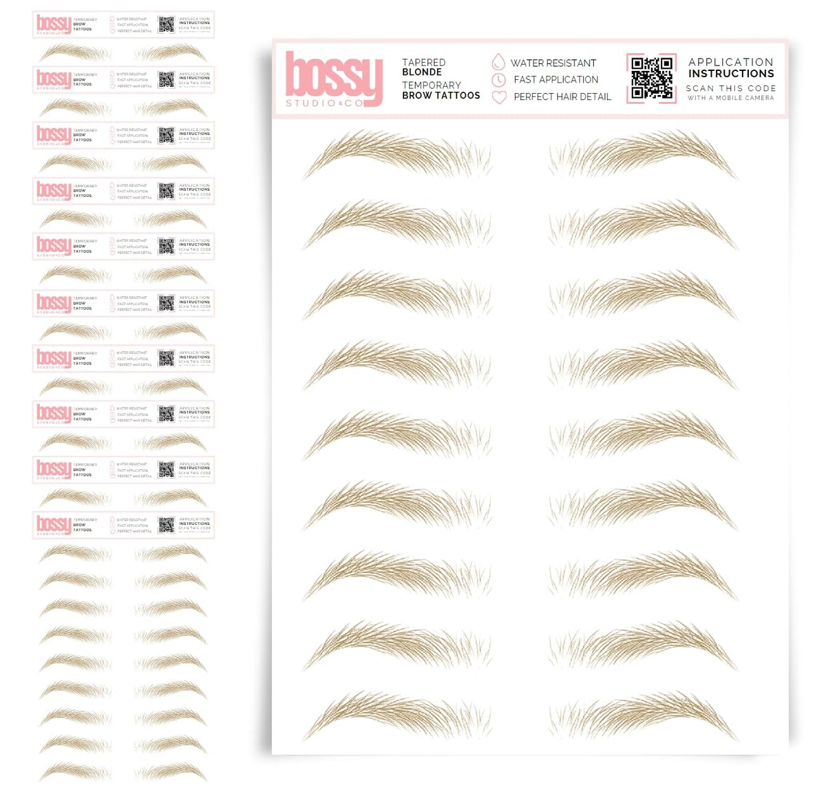 10 Pack Temporary Eyebrow Tattoos Waterproof Eyebrow Stickers, False Tattoos Hair Like Peel Off Instant Transfer Brows For Women And Men | Natural Strokes, Shaping (curved, brown)