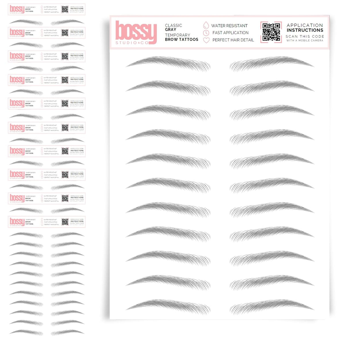 10 Pack Temporary Eyebrow Tattoos Waterproof Eyebrow Stickers, False Tattoos Hair Like Peel Off Instant Transfer Brows For Women And Men | Natural Strokes, Shaping (curved, brown)