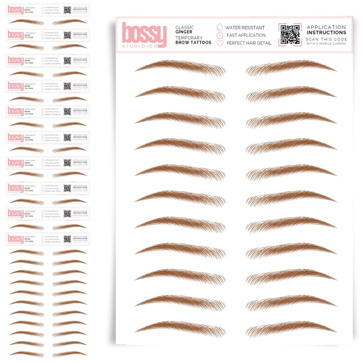 10 Pack Temporary Eyebrow Tattoos Waterproof Eyebrow Stickers, False Tattoos Hair Like Peel Off Instant Transfer Brows For Women And Men | Natural Strokes, Shaping (curved, brown)