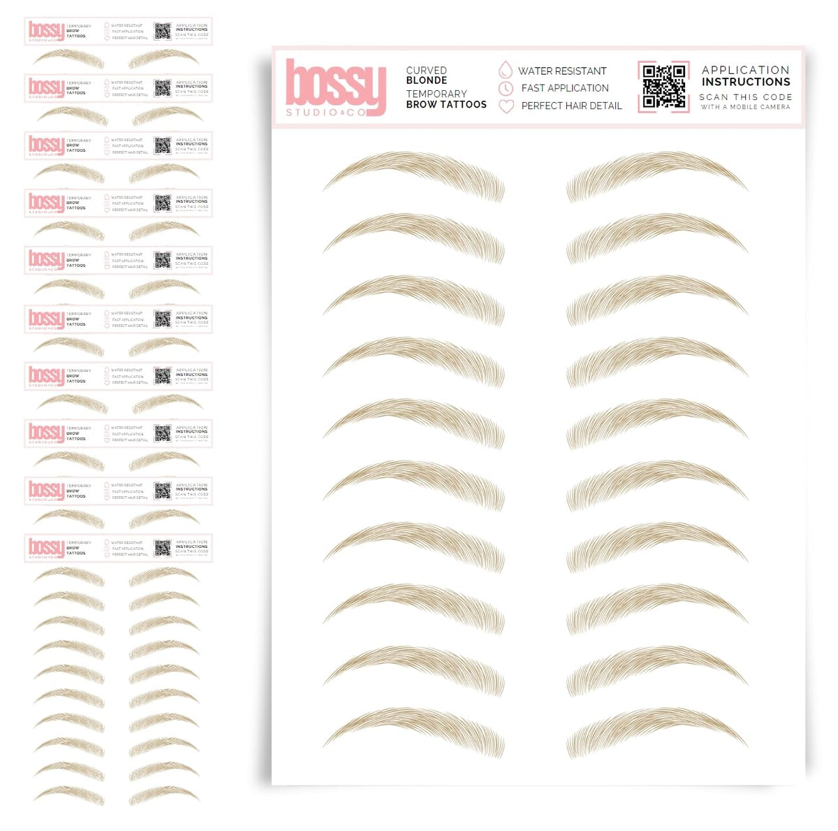10 Pack Temporary Eyebrow Tattoos Waterproof Eyebrow Stickers, False Tattoos Hair Like Peel Off Instant Transfer Brows For Women And Men | Natural Strokes, Shaping (curved, brown)