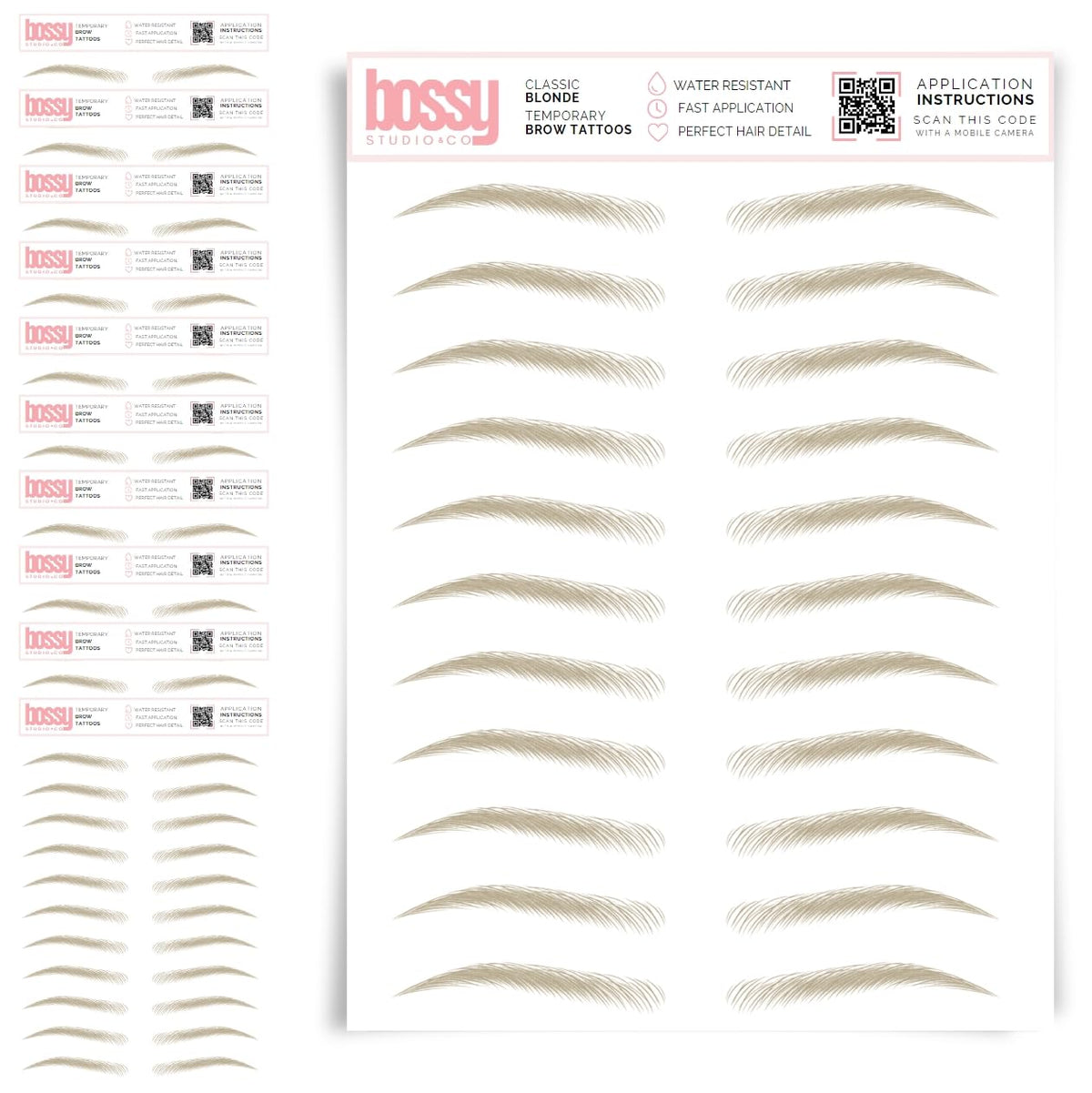 10 Pack Temporary Eyebrow Tattoos Waterproof Eyebrow Stickers, False Tattoos Hair Like Peel Off Instant Transfer Brows For Women And Men | Natural Strokes, Shaping (curved, brown)