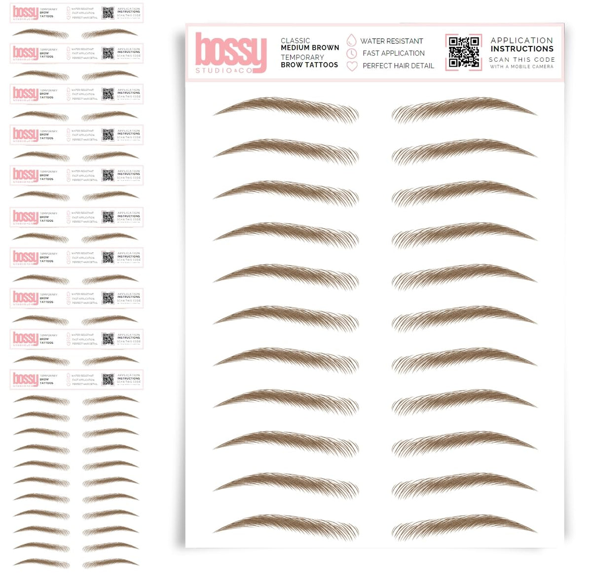 10 Pack Temporary Eyebrow Tattoos Waterproof Eyebrow Stickers, False Tattoos Hair Like Peel Off Instant Transfer Brows For Women And Men | Natural Strokes, Shaping (curved, brown)