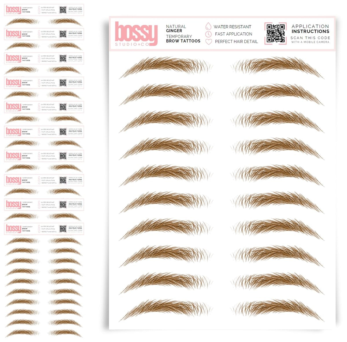10 Pack Temporary Eyebrow Tattoos Waterproof Eyebrow Stickers, False Tattoos Hair Like Peel Off Instant Transfer Brows For Women And Men | Natural Strokes, Shaping (curved, brown)