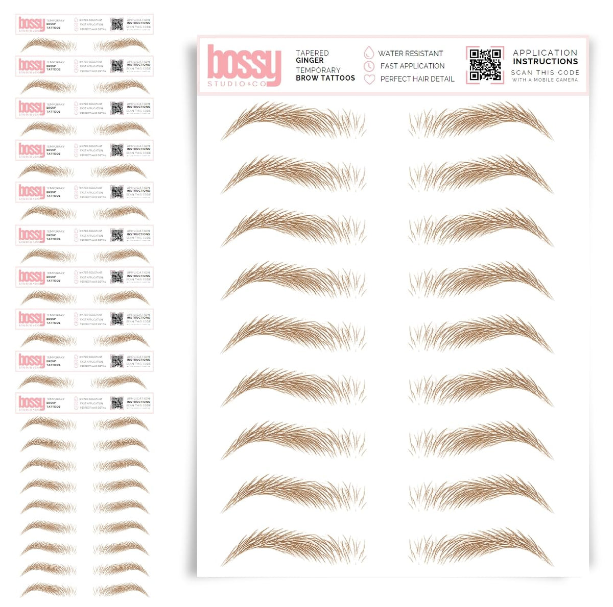 10 Pack Temporary Eyebrow Tattoos Waterproof Eyebrow Stickers, False Tattoos Hair Like Peel Off Instant Transfer Brows For Women And Men | Natural Strokes, Shaping (curved, brown)