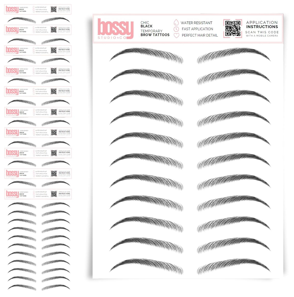 10 Pack Temporary Eyebrow Tattoos Waterproof Eyebrow Stickers, False Tattoos Hair Like Peel Off Instant Transfer Brows For Women And Men | Natural Strokes, Shaping (curved, brown)