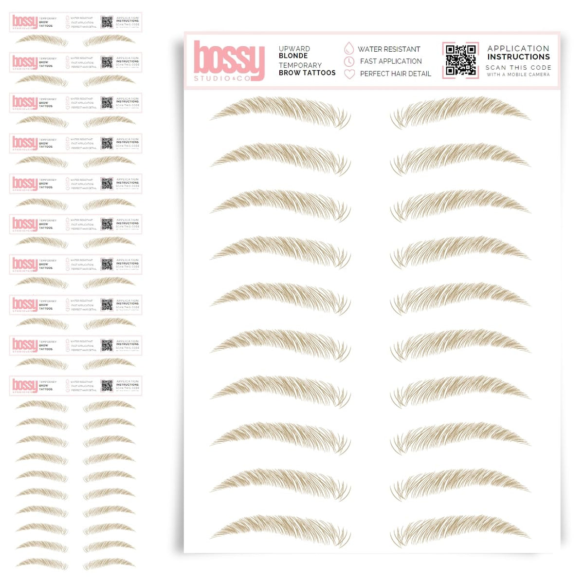 10 Pack Temporary Eyebrow Tattoos Waterproof Eyebrow Stickers, False Tattoos Hair Like Peel Off Instant Transfer Brows For Women And Men | Natural Strokes, Shaping (curved, brown)