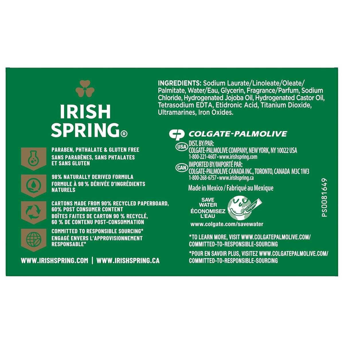 Irish Spring Active Scrub Mens Bar Soap, Men's Exfoliating Bar Soap, Smell Fresh and Clean for 12 Hours, Men Soap Bars for Washing Hands and Body, Recyclable Carton, 24 Pack, 3.7 Oz Soap Bars