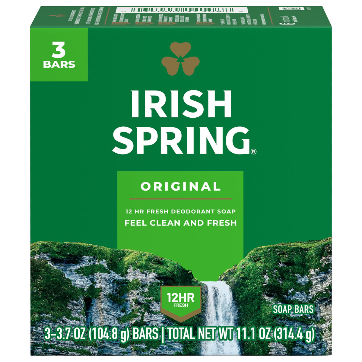 Irish Spring Moisture Blast Deodorant Bar Soap for Men, 3.7 oz (12 Pack)
