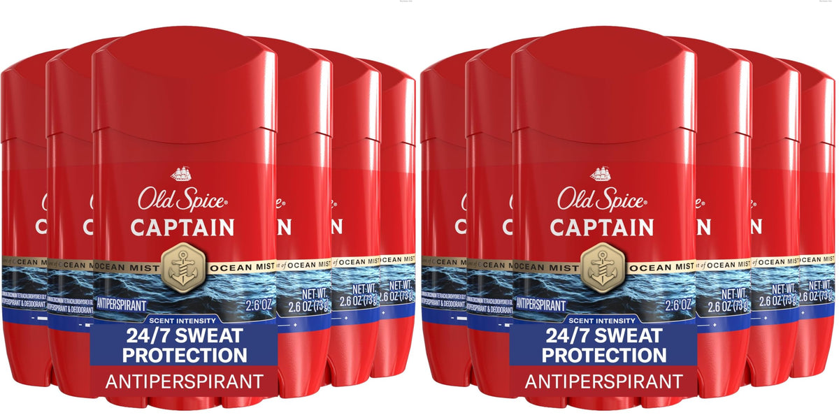 Old Spice Antiperspirant Deodorant for Men, 24/7 Sweat & Odor Protection, 24/7 Lasting Freshness, Invisible Solid, Champion with Fresh Air Scent, 2.6 oz (Pack of 6)