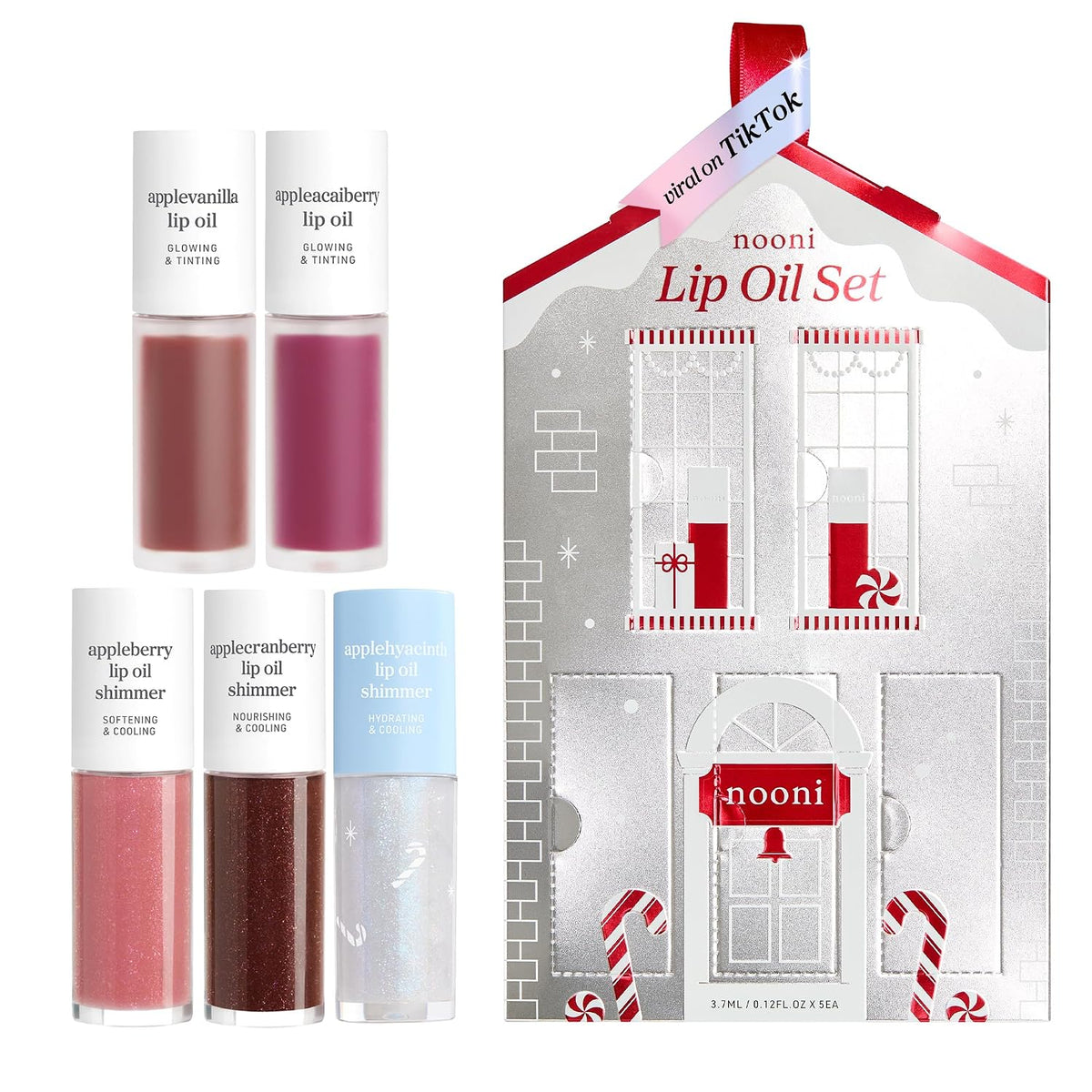 NOONI Lip Oil Set 5EA - 2026 Holiday Limited Tinted Plumping Lip Gloss