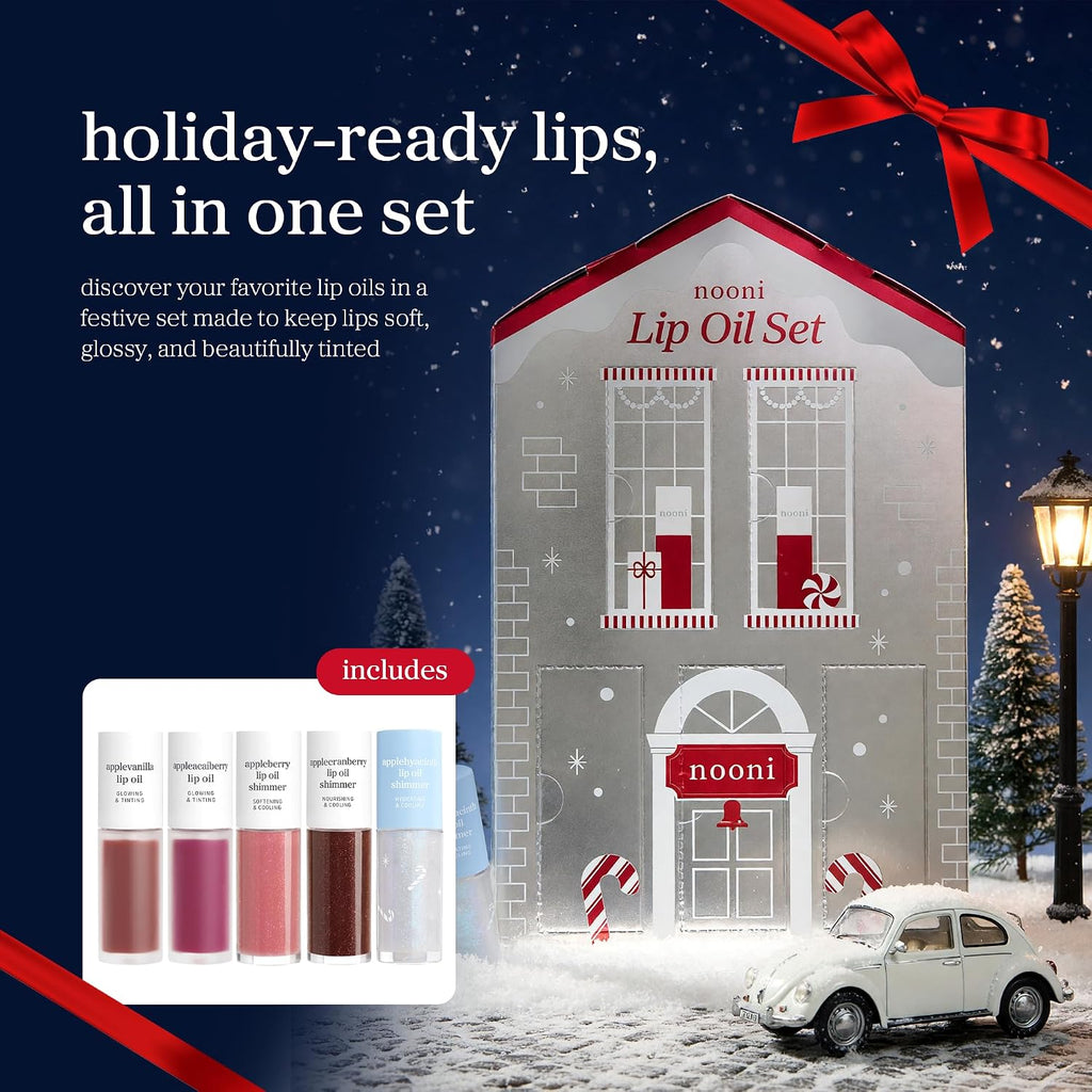 NOONI Lip Oil Set 5EA - 2026 Holiday Limited Tinted Plumping Lip Gloss
