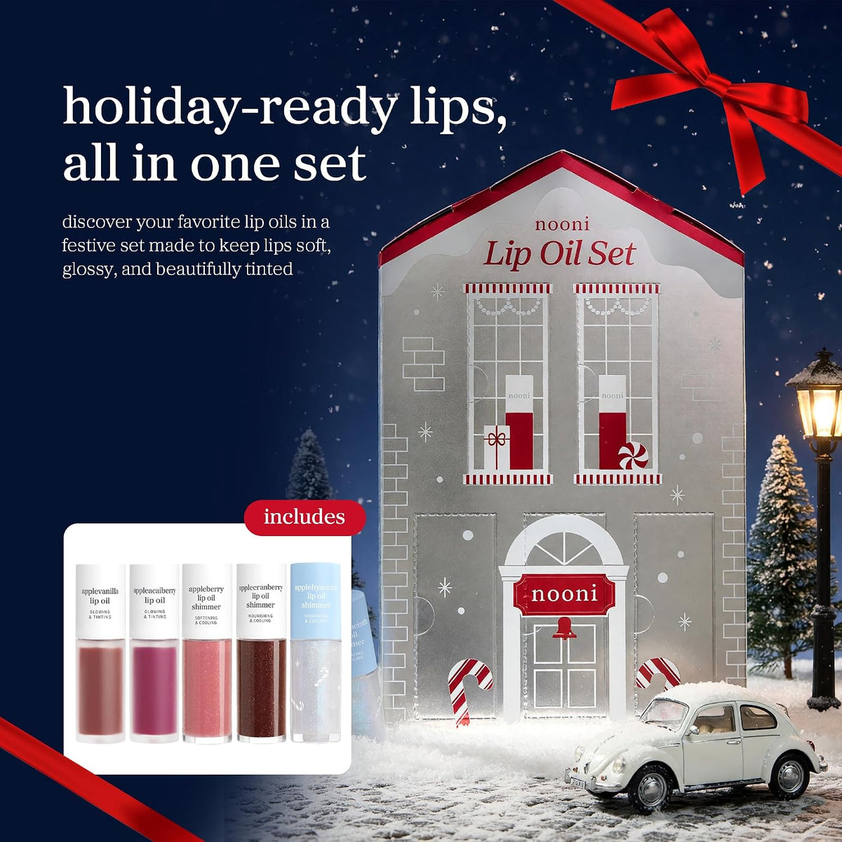 NOONI Lip Oil Set 5EA - 2026 Holiday Limited Tinted Plumping Lip Gloss