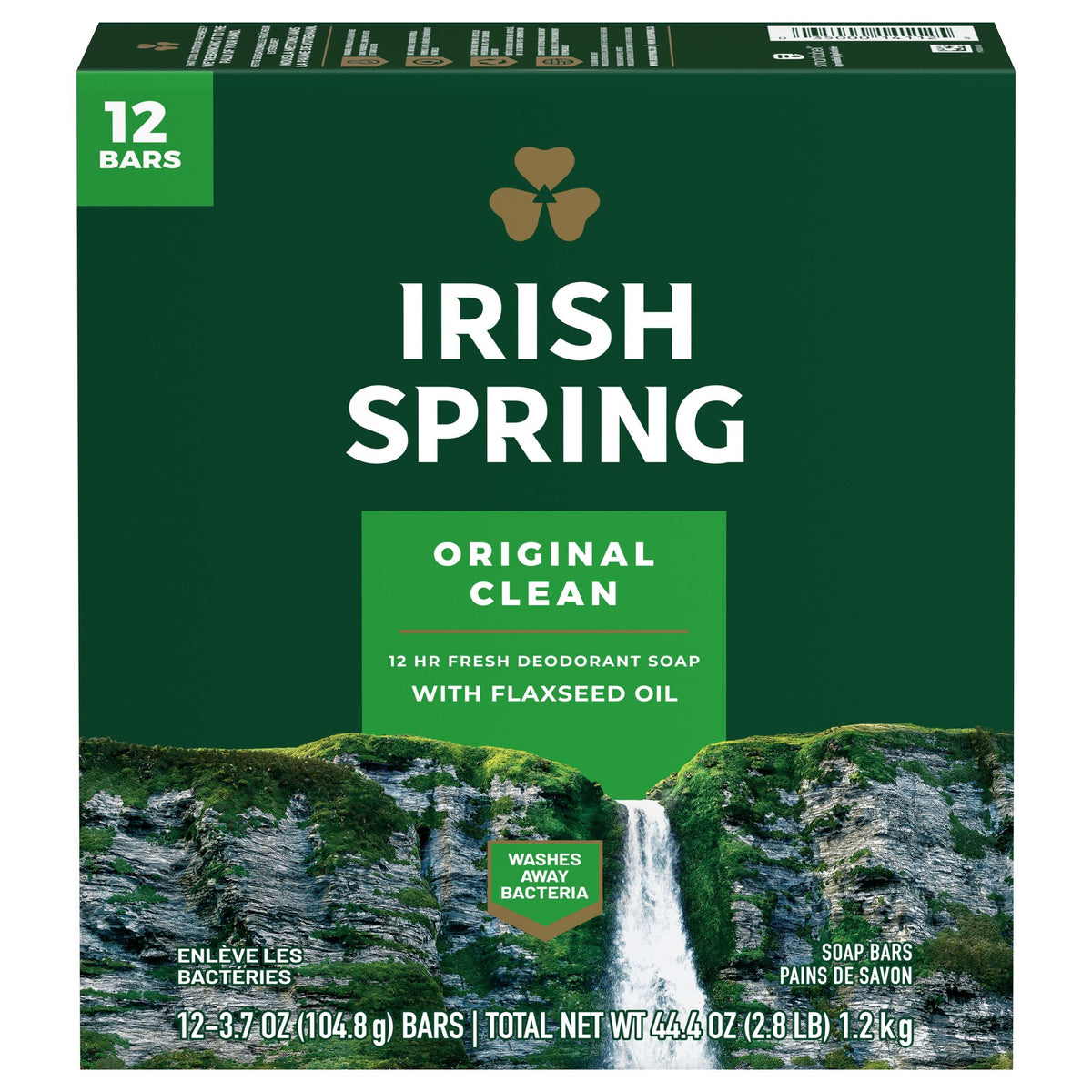 Irish Spring Moisture Blast Deodorant Bar Soap for Men, 3.7 oz (12 Pack)